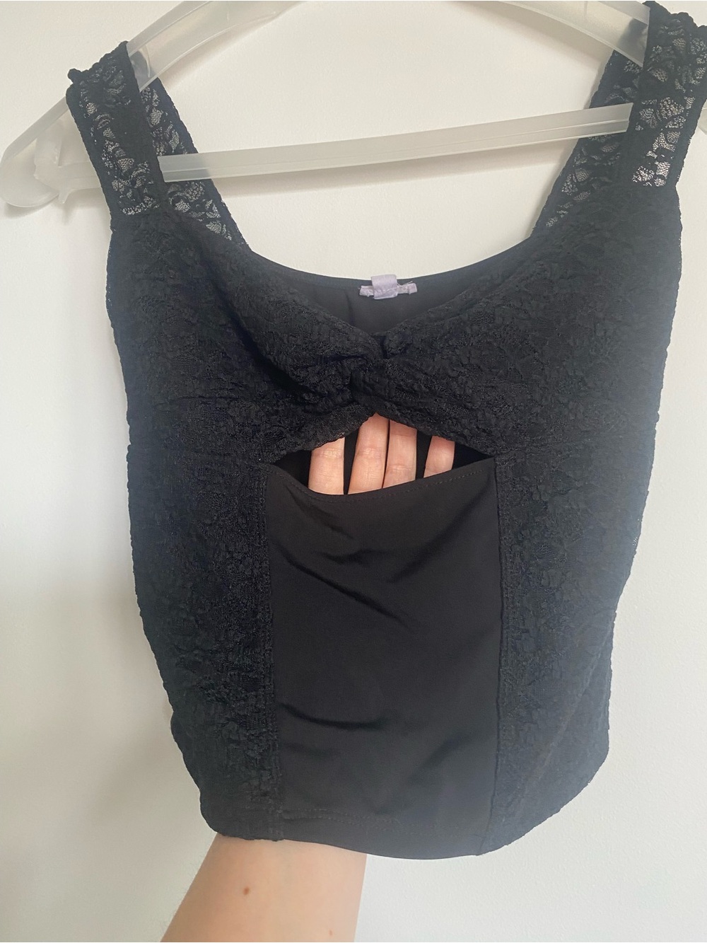 Garage Black Lace Cutout Crop Top